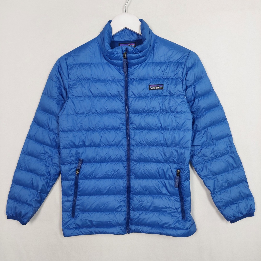 Patagonia Kids Down Sweater Jacket Blue Full Zip Puffer 68460 Size L 12
